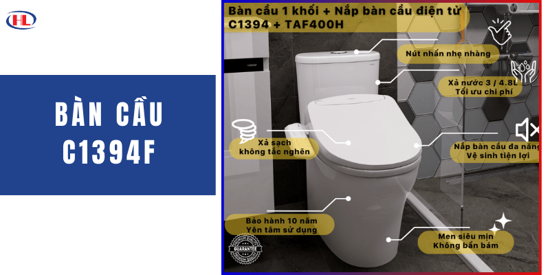 Bàn Cầu Kèm Nắp Điện Tử C1394F - TAF400H