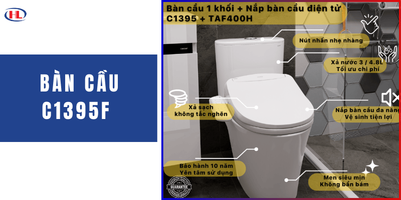 Bàn Cầu Kèm Nắp Điện Tử C1395F - TAF400H