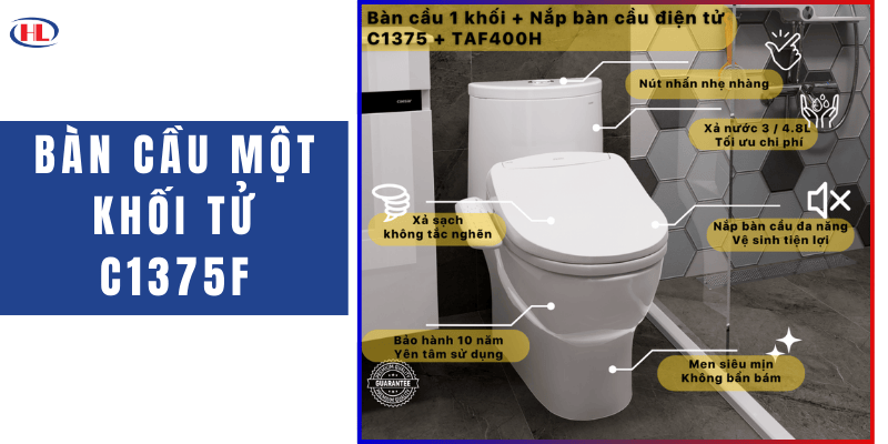 Bàn Cầu Một Khối Kết Hợp Với Nắp Điện Tử C1375F - TAF400H