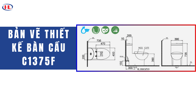 Bản Vẽ Thiết Kế Bàn Cầu C1375F