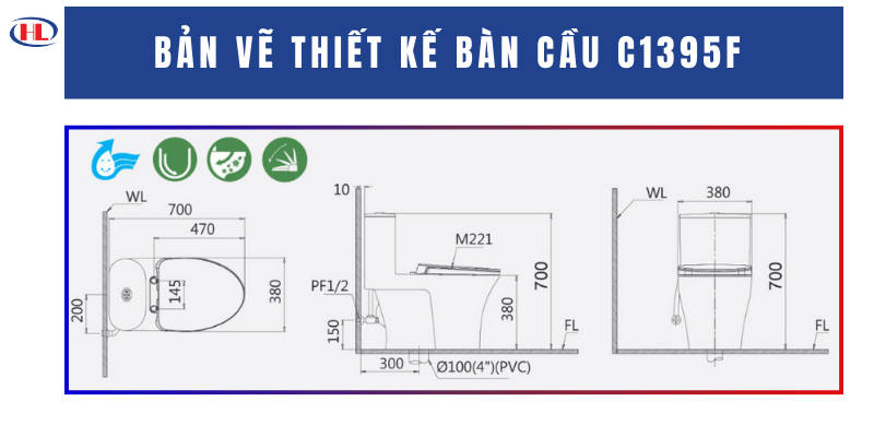 Bản Vẽ Thiết Kế Bàn Cầu C1395F