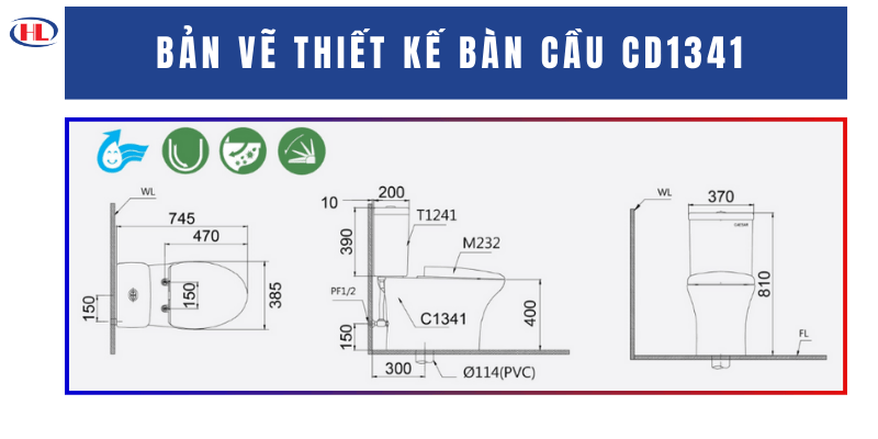 Bản Vẽ Thiết Kế Bàn Cầu CD1341