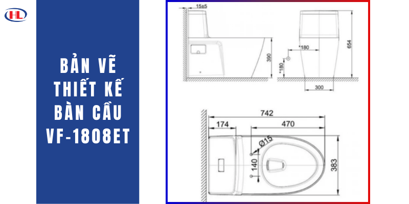 Bản Vẽ Thiết Kế Bàn Cầu VF-1808ET