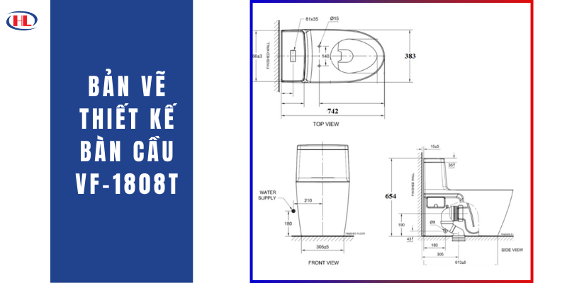 Bản Vẽ Thiết Kế Bàn Cầu VF-1808T