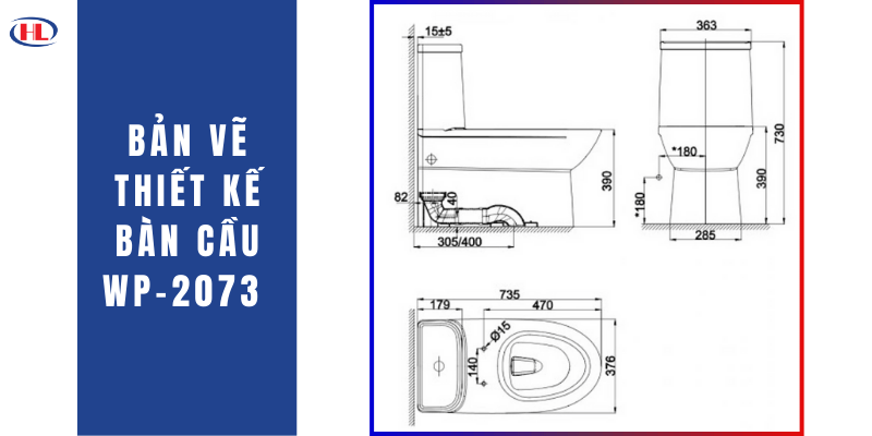 Bản Vẽ Thiết Kế Bàn Cầu WP-2073