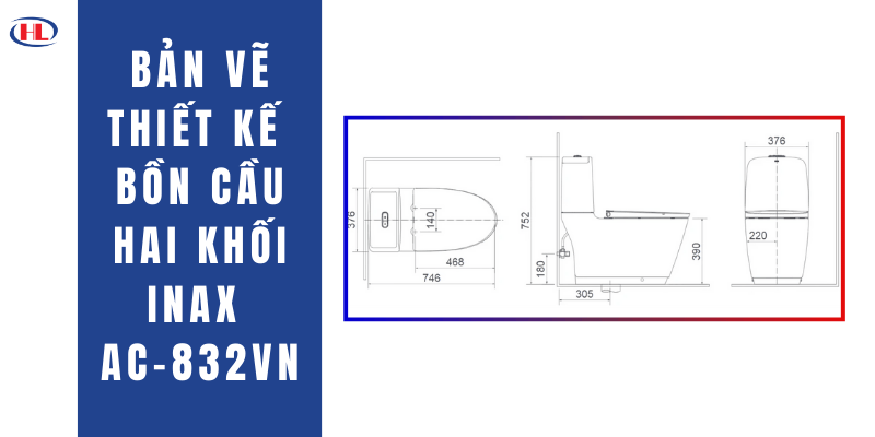 Bản Vẽ Thiết Kế Bồn Cầu Hai Khối INAX AC-832VN