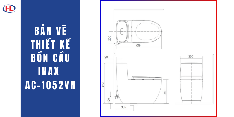 Bản Vẽ Thiết Kế Bồn Cầu INAX AC-1052VN