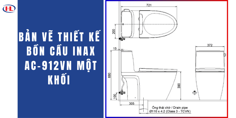 Bản Vẽ Thiết Kế Bồn Cầu INAX AC-912VN Một Khối