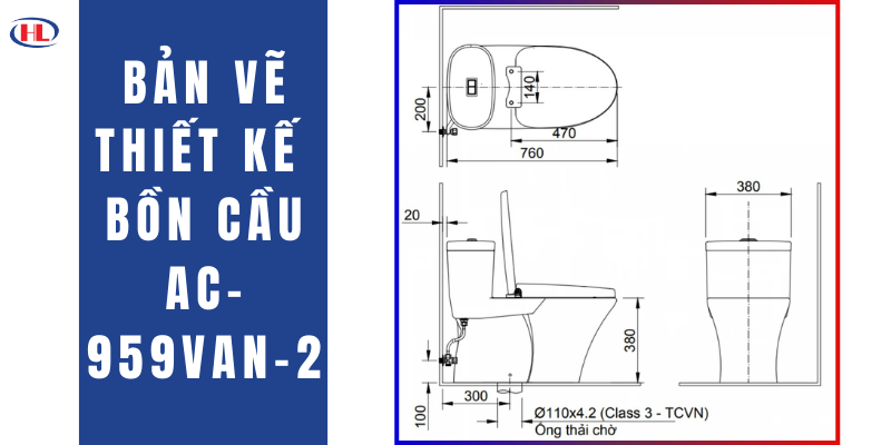 Bản Vẽ Thiết Kế Bồn Cầu INAX AC-959VAN-2