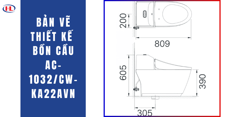 Bản Vẽ Thiết Kế Bồn Cầu Thông Minh INAX AC-1032CW-KA22AVN