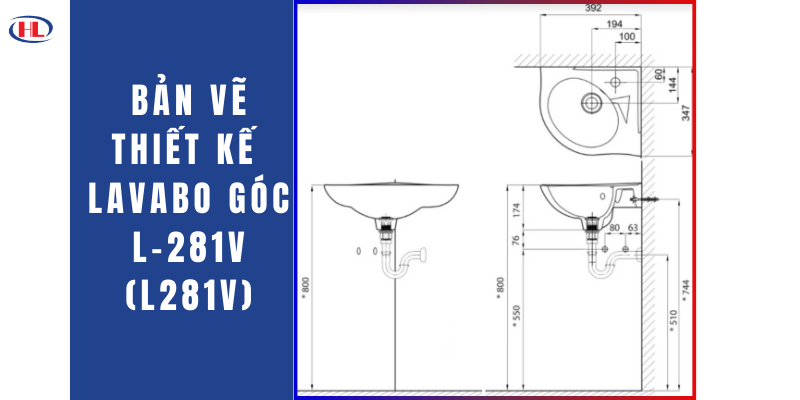 Bản Vẽ Thiết Kế Lavabo Góc Inax L-281V (L281V)