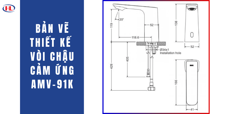 Bản Vẽ Thiết Kế Vòi Chậu Cảm Ứng AMV-91K