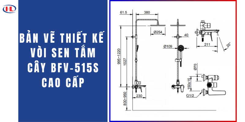 Bản Vẽ Thiết Kế Vòi Sen Tắm Cây BFV-515S Cao Cấp