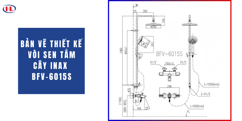 Bản Vẽ Thiết Kế Vòi Sen Tắm Cây Inax BFV-6015S