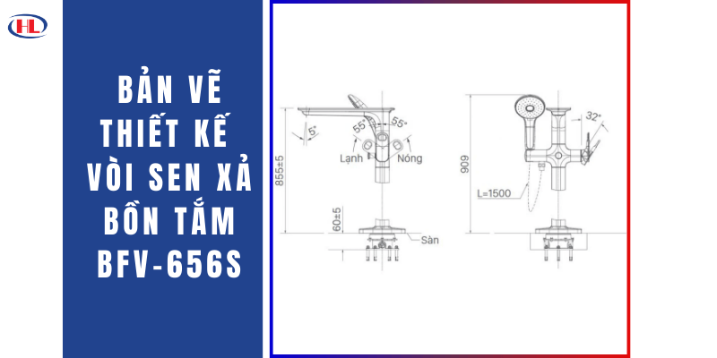 Bản Vẽ Thiết Kế Vòi Sen Xả Bồn Tắm BFV-656S