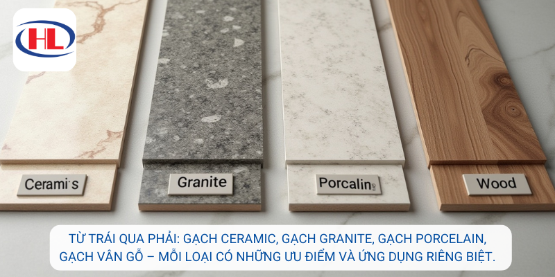 So sánh các loại gạch lát nền: ceramic, granite, porcelain, vân gỗ - Ưu nhược điểm.