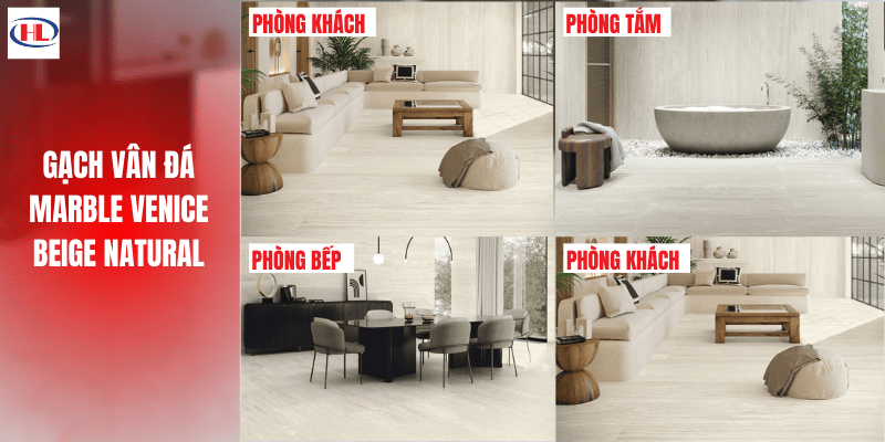 Ứng dụng gạch Vân Đá Marble Venice Beige Natural